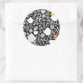 Vogels en kopjes ronde sticker (Tas)