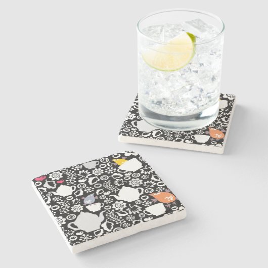 Vogels en kopjes stenen onderzetter (Zijkant)