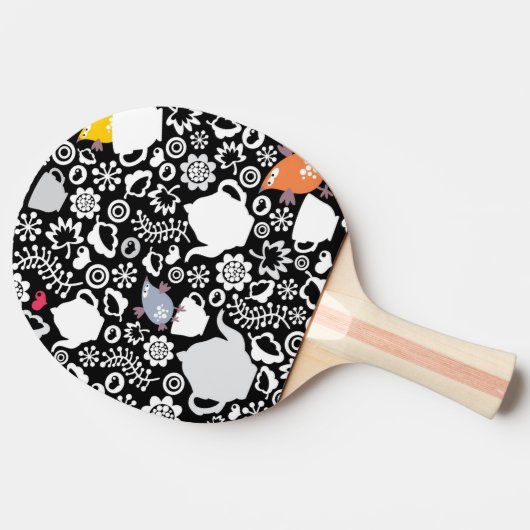 Vogels en kopjes tafeltennisbatje (Zijkant)