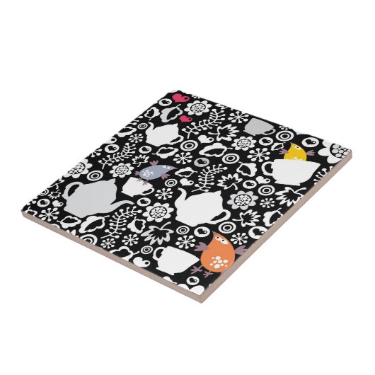 Vogels en kopjes tegeltje (Zijkant)