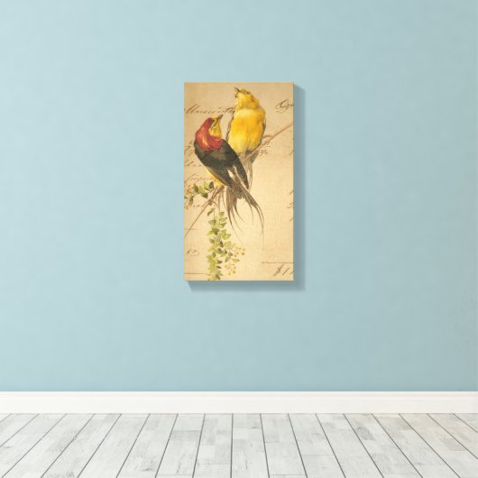  vogels en langerlijker papier canvas afdruk (Insitu (Houten vloer))