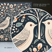 Vogels en levensboom Blauw Sinaasappel Art Nouveau Tegeltje