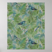 Vogels en libellen Patroon Art Poster (Voorkant)