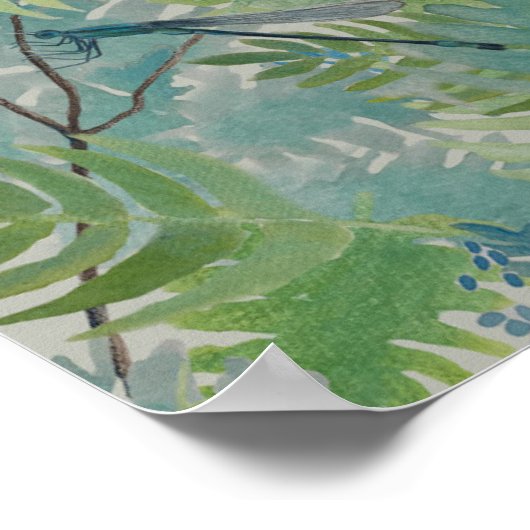 Vogels en libellen Patroon Art Poster (Hoek)