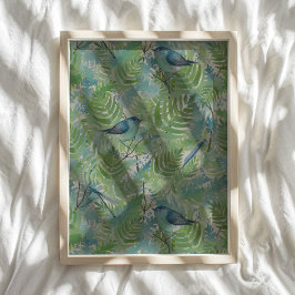 Vogels en libellen Patroon Art Poster