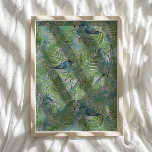 Vogels en libellen Patroon Art Poster