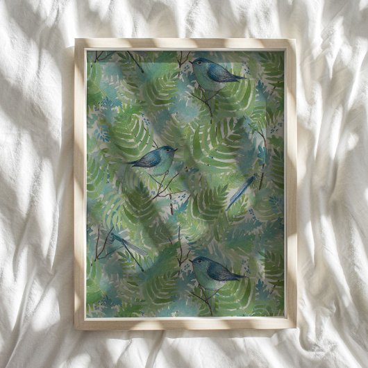 Vogels en libellen Patroon Art Poster