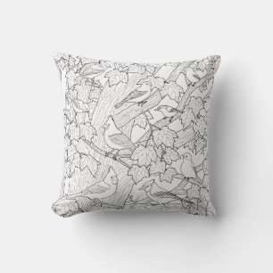 Vogels en Maple Tree U-Paint Stof Kussen