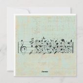 Vogels en muziekpapier  geouten mint groen feestdagenkaart (Achterkant)