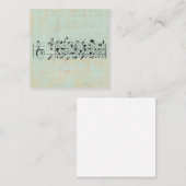 Vogels en muziekpapier  geouten mint groen informatiekaartje (Voorkant / Achterkant)