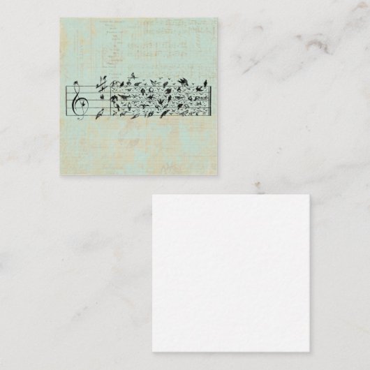 Vogels en muziekpapier geouten mint groen informatiekaartje (Voorkant / Achterkant)