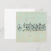 Vogels en muziekpapier  geouten mint groen kaart (Voorkant / Achterkant)