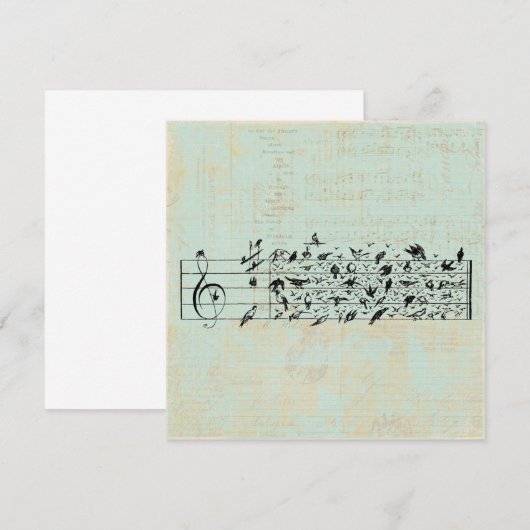 Vogels en muziekpapier geouten mint groen kaart (Voorkant / Achterkant)