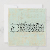 Vogels en muziekpapier  geouten mint groen kaart (Voorkant)