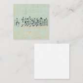 Vogels en muziekpapier  geouten mint groen notitiekaartje (Voorkant / Achterkant)