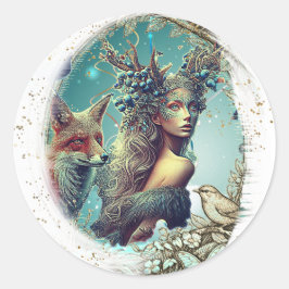 Vogels en Natuur Fantasy Wervelende Fotolijst Ronde Sticker
