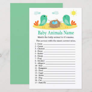 Vogels en nest Baby Animals Name Game