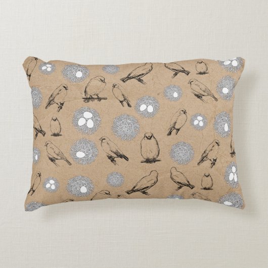  vogels en nestkraft Brown Accent Kussen (Voorkant)