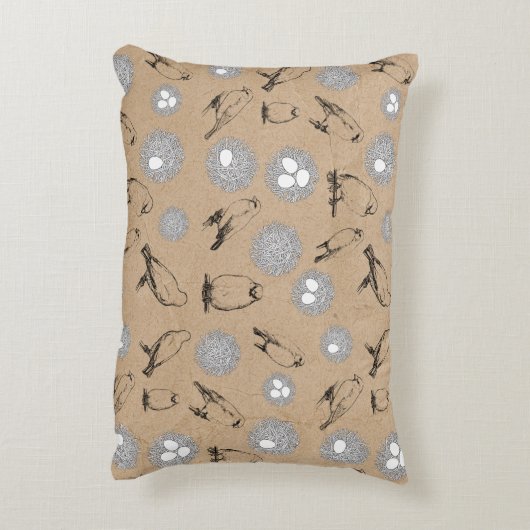  vogels en nestkraft Brown Accent Kussen (Achterkant (Verticaal))