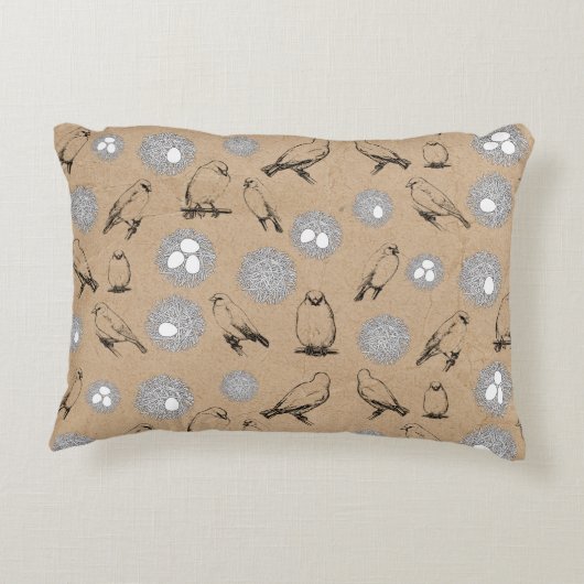  vogels en nestkraft Brown Accent Kussen (Achterkant)