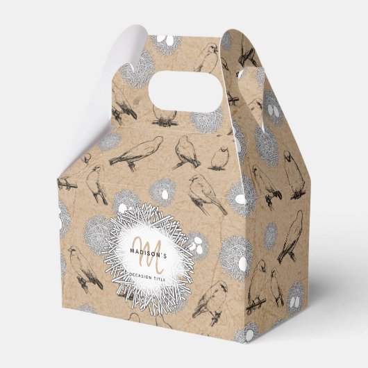 vogels en nestkraft Brown Bedankdoosjes (Voorkant Zijde)