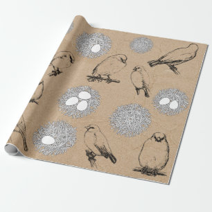  vogels en nestkraft Brown Cadeaupapier