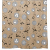  vogels en nestkraft Brown Douchegordijn (Voorkant)