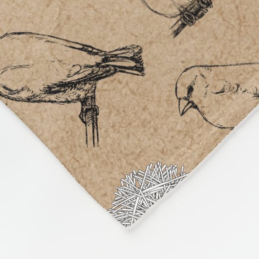  vogels en nestkraft Brown Fleece Deken (Hoek)