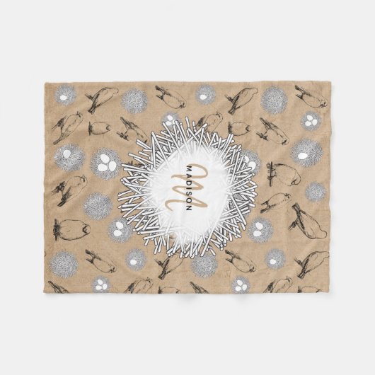  vogels en nestkraft Brown Fleece Deken (Voorkant (Horizontaal))