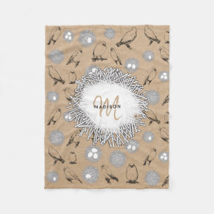  vogels en nestkraft Brown Fleece Deken