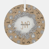 vogels en nestkraft Brown Glas Ornament (Achterkant)