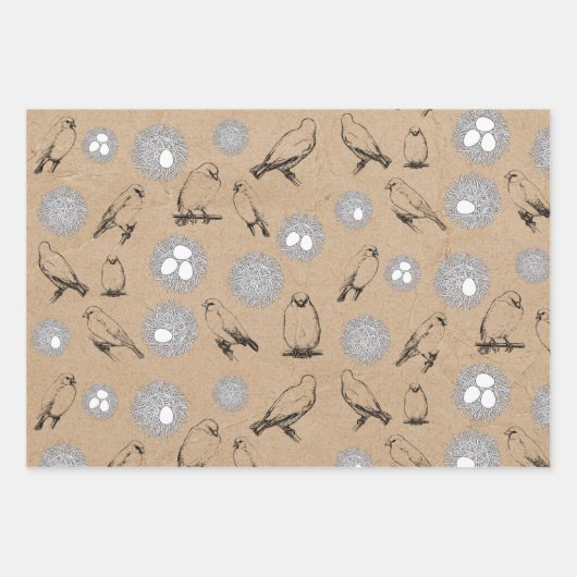 vogels en nestkraft Brown Inpakpapier Vel (Voorkant)