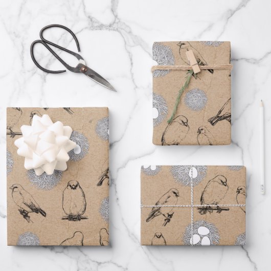 vogels en nestkraft Brown Inpakpapier Vel (Voorkant)