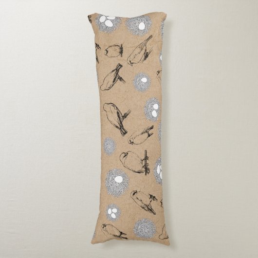 vogels en nestkraft Brown Lichaamskussen (Voorkant Verticaal)