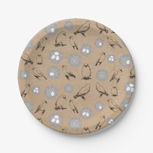 vogels en nestkraft Brown Papieren Bordje (Voorkant)