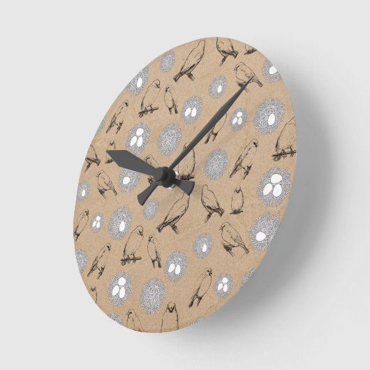  vogels en nestkraft Brown Ronde Klok (Hoek)