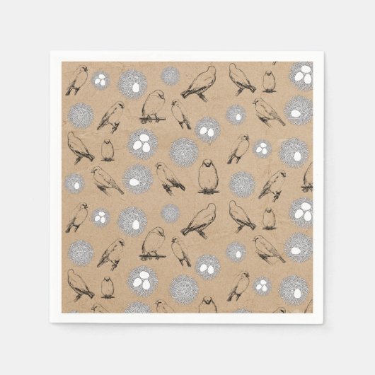  vogels en nestkraft Brown Servet (Voorkant)