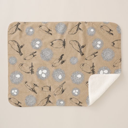  vogels en nestkraft Brown Sherpa Deken (Voorkant (horizontaal))