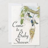 Vogels en nestvogels Uitnodiging tot Baby shower (Voorkant)