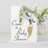 Vogels en nestvogels Uitnodiging tot Baby shower (Staand voorkant)