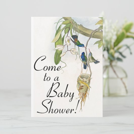 Vogels en nestvogels Uitnodiging tot Baby shower (Staand voorkant)