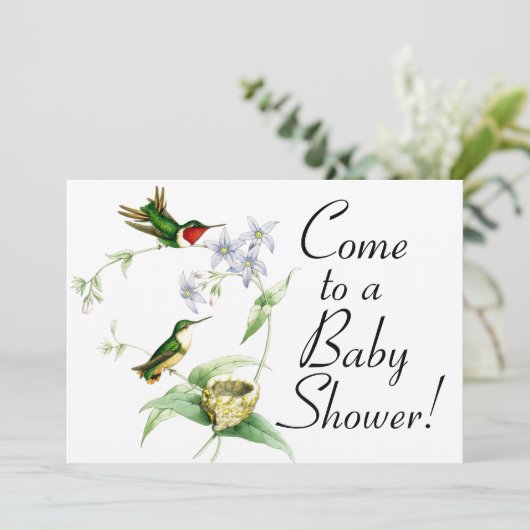 Vogels en nestvogels Uitnodiging tot Baby shower (Staand voorkant)
