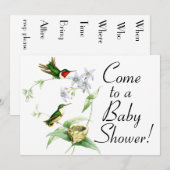 Vogels en nestvogels Uitnodiging tot Baby shower (Voorkant / Achterkant)