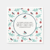 Vogels en Ornamenten kleurrijk kerstpatroon Servetten (Voorkant)