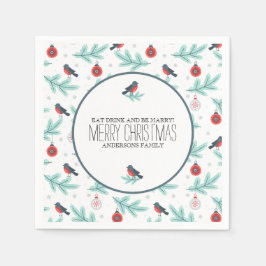 Vogels en Ornamenten kleurrijk kerstpatroon Servetten