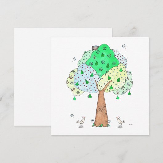 Vogels en perenbomen - Initiaal van haring Feestdagenkaart (Voorkant / Achterkant)