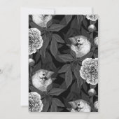 Vogels en pioenbloemen monochroom, grijs (Voorkant)