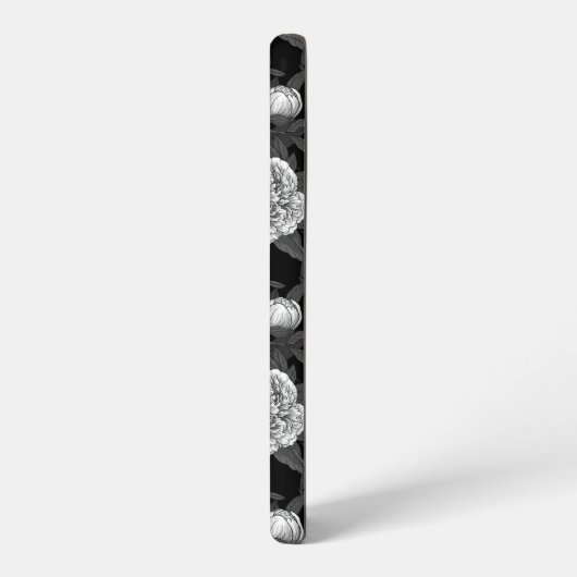 Vogels en pioenbloemen monochroom, grijs samsung galaxy hoesje (Linkerkant)