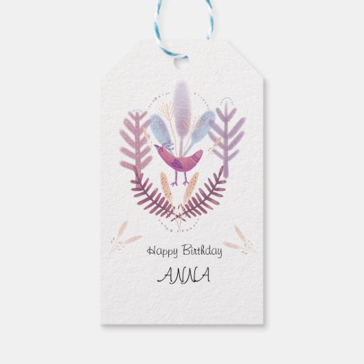 vogels en planten cadeaulabel (Achterkant)