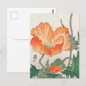 Vogels en Planten Oranje bloemen van Ohara Koson Briefkaart (Voorkant / Achterkant)
